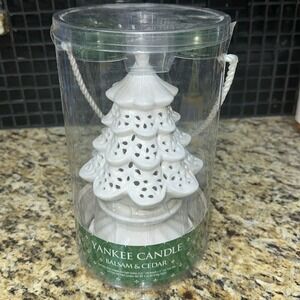Vintage Yankee Candle White Ceramic Christmas Tree Tealight Holder Holiday Decor
